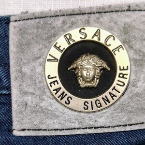VERSACE 34X28X8 DARK BLUE DENIM JEANS IN EXCELLENT CONDITION